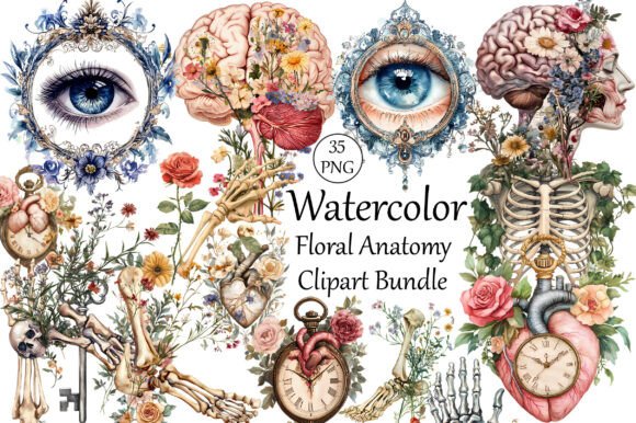 Download Watercolor Floral Anatomy Clipart Bundle - Art Collection