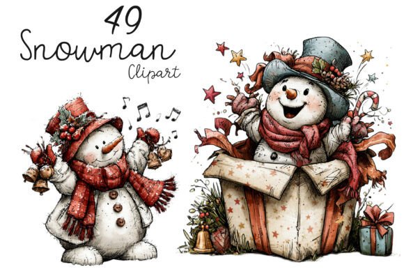 Download Christmas Whimsical Snowman Clipart - Art Collection