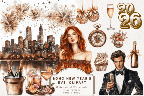 Download Boho New Year's Eve Clipart - Art Collection