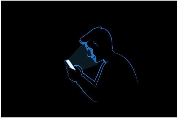 Download Hooded Figure Using Smartphone in Darkness - Art Collection