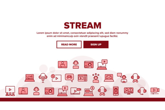 Download Stream Live Video Landing Header Vector - Live video Collection