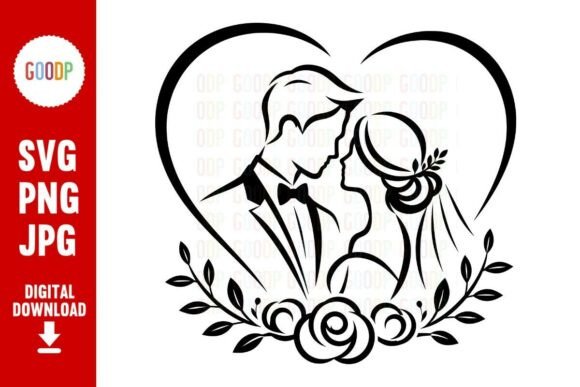 Download Wedding Couple Heart Floral SVG - Art Collection