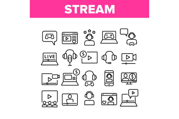 Download Stream Live Video Collection Icons Set - Live video Collection