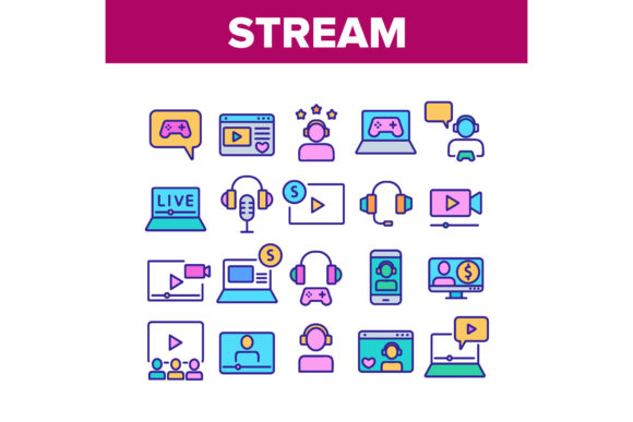 Download Stream Live Video Collection Icons Set - Live video Collection