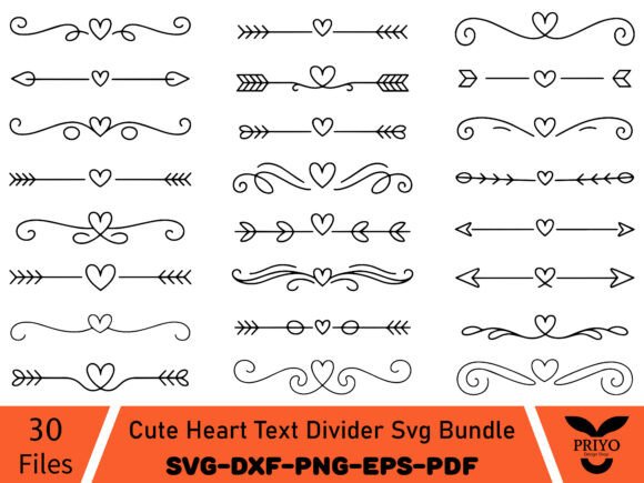 Download Cute Heart Text Divider Svg Bundle - Art Collection