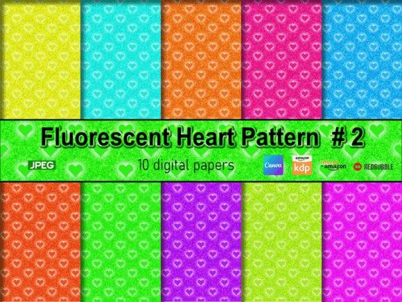 Download Fluorescent Heart Pattern Background #2 - Art Collection