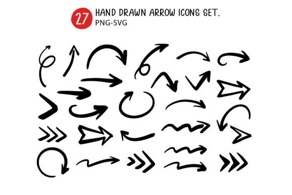 Download Hand Drawn Arrow Icons Set. - Set. Collection