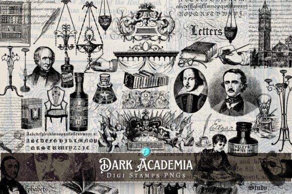 Download Dark Academia Digi Stamps PNG Clipart - Art Collection