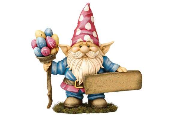 Download Easter Gnome with Signboard Clipart - Art Collection