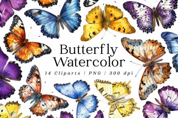 Download Realistic Butterfly Watercolor Cliparts - Art Collection