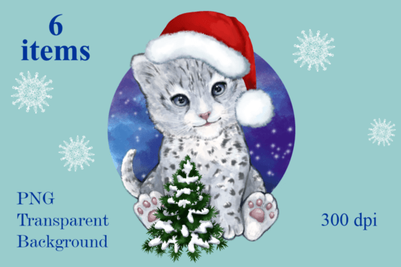 Download Christmas Cute Cartoon Snow Leopard Png - Art Collection