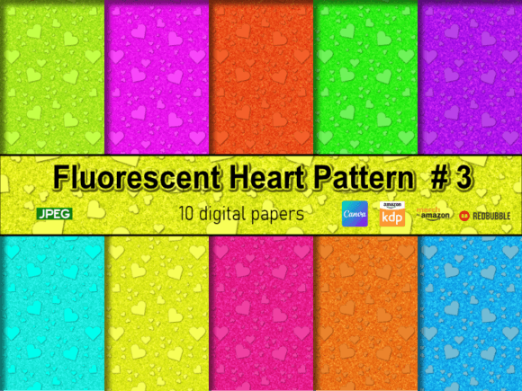 Download Fluorescent Heart Pattern Background #3 - Art Collection