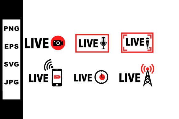 Download Live Broadcast Icons Set with Camera Mic - Road Collection
