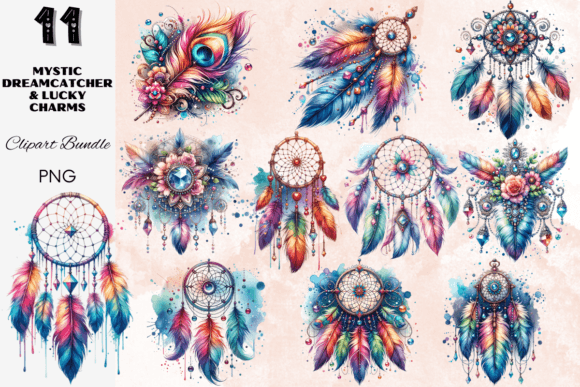Download Vivid Dreamcatcher Charms Clipart Set - Art Collection