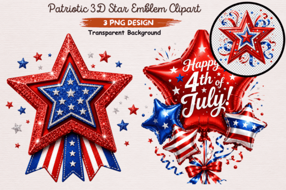 Download Patriotic 3D Star Emblem PNG Clipart,USA - Art Collection